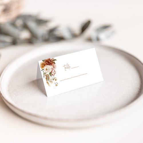 Floral Sunset Wedding Folded Place Card