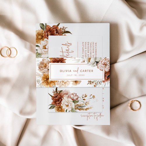 Floral Sunset Wedding Invitation Belly Band