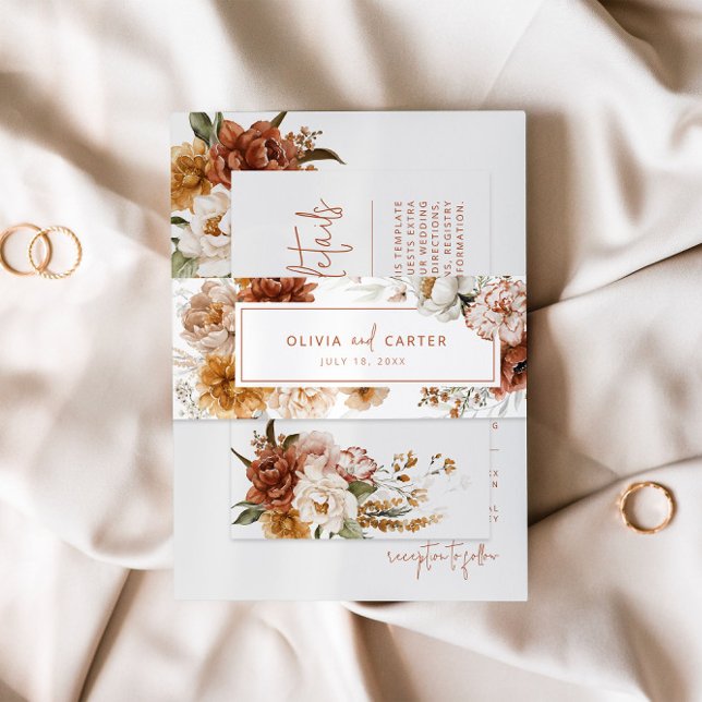 Floral Sunset Wedding Invitation Belly Band (Creator Uploaded)