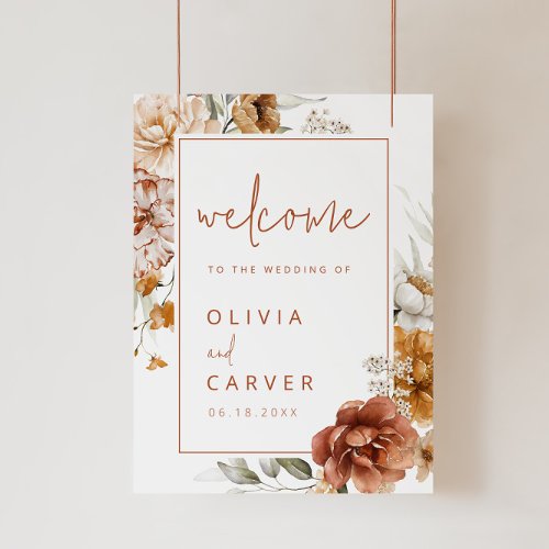 Floral Sunset Wedding Welcome Sign
