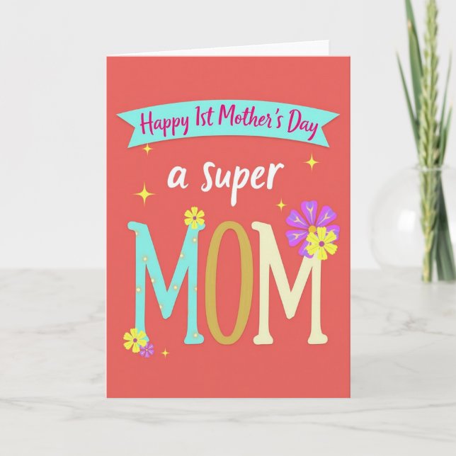Floral Super Mom Day Card (Front)