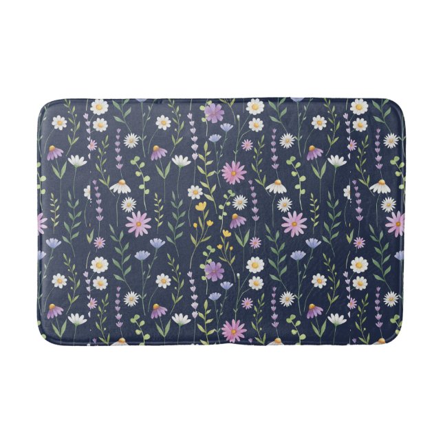 Floral Surface Pattern-Fashion Spring Flowers   Bath Mat (Front)