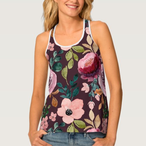 Floral Surface Pattern_Fashion Watercolor Colorful Tank Top