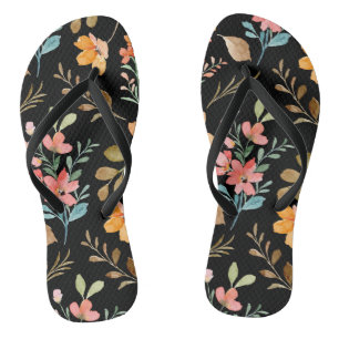 Floral Surface Pattern- Fashion Watercolor Spring  Flip Flops