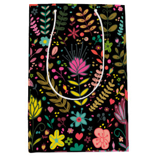 Floral Surface Pattern- Stylish Flowers Wallpaper Medium Gift Bag