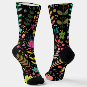 Floral Surface Pattern- Stylish Flowers Wallpaper Socks