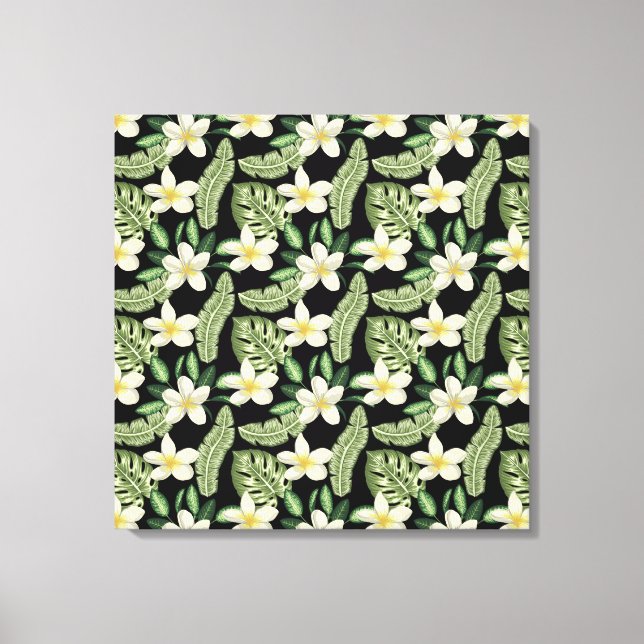 Floral surface pattern Tropical flowers and leaves Canvas Print (Front)