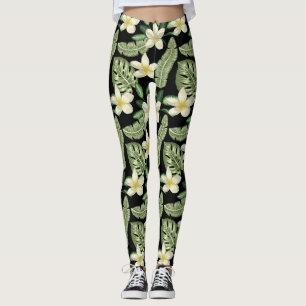 Floral surface pattern Tropical flowers and leaves Leggings