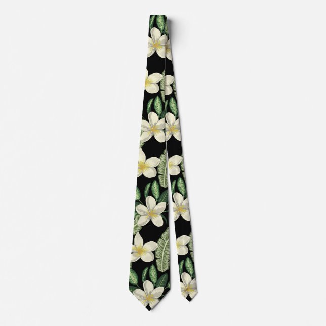 Floral surface pattern Tropical flowers and leaves Neck Tie (Front)