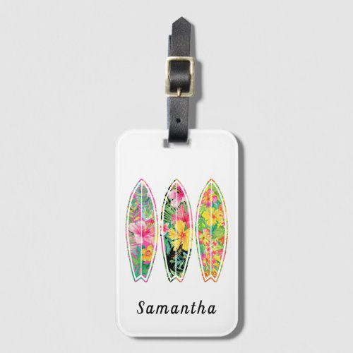 Floral Surfboard Monogram Luggage Tag