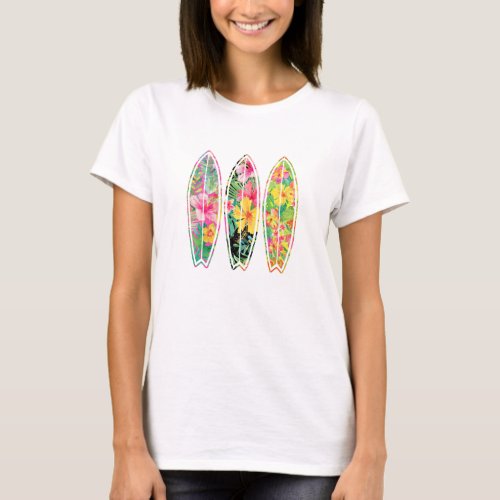 Floral Surfboards T_Shirt