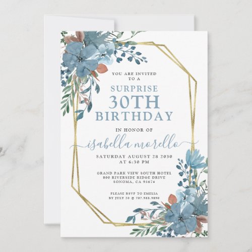  Floral Surprise 30th Birthday Invitation