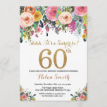 Floral Surprise 60th Birthday Invitation Gold<br><div class="desc">Floral Surprise 60th Birthday Invitation for Women. Watercolor Floral Flower. Gold Glitter. Pink,  Yellow,  Orange,  Purple Flower. Adult Birthday. For further customization,  please click the "Customize it" button and use our design tool to modify this template.</div>