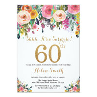 Floral Surprise 60th Birthday Invitation Gold