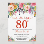 Floral Surprise 80th Birthday Invitation Red<br><div class="desc">Floral Surprise 80th Birthday Invitation for Women. Watercolor Floral Flower. Red, Pink, Yellow, Orange, Purple Flower. Adult Birthday. 30th 40th 50th 60th 70th 80th 90th 100th 13th 15th 16th 18th 20th 21st Any Age. For further customization, please click the "Customize it" button and use our design tool to modify this...</div>