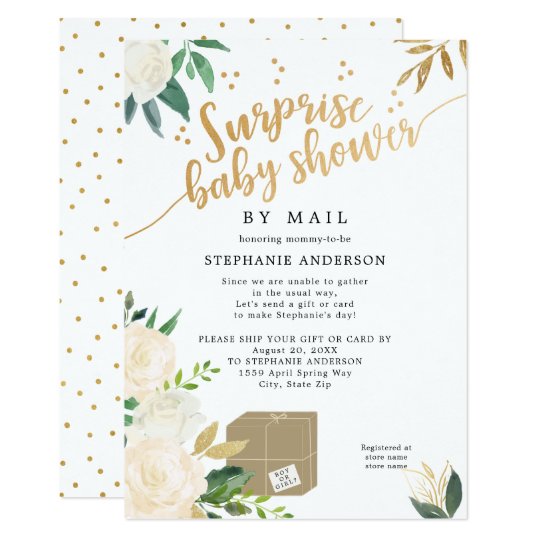 Floral Surprise Baby Shower by mail Invitation