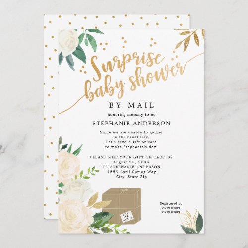 Floral Surprise Baby Shower by mail Invitation