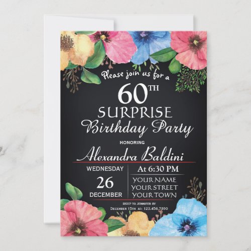 FLORAL SURPRISE BIRTHDAY PARTY INVITATION
