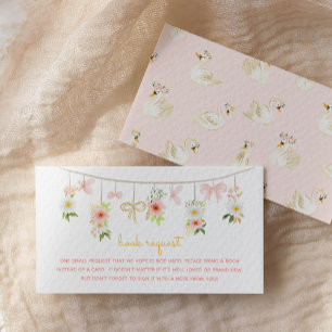 Floral Swan Baby Animal Book Request Enclosure Card