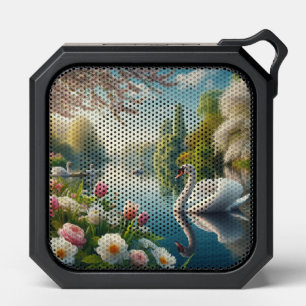 Floral swan lake spring artwork bluetooth speaker