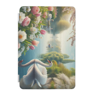 Floral swan lake spring artwork iPad mini cover