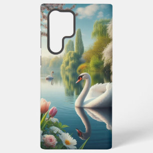 Floral swan lake spring artwork samsung galaxy s22 ultra case