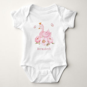 Floral Swan Princess 1st Birthday Baby Bodysuit