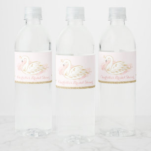 Floral Swan Princess Baby Shower Birthday Decor Water Bottle Label