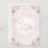 Floral Swan Princess / Peach Blush Gold Birthday Invitation (Back)