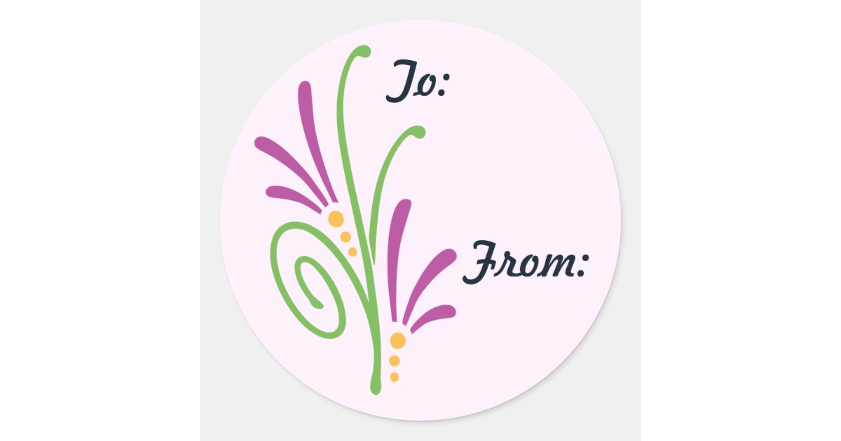 Floral Swash Classic Round Sticker