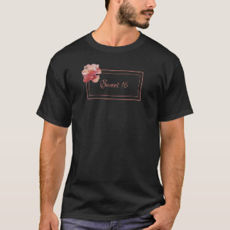 Floral sweet 16 pink and black  T-Shirt