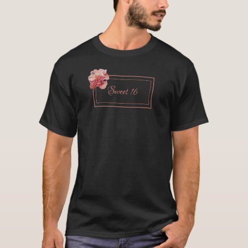 Floral sweet 16 pink and black  T_Shirt