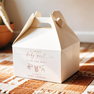 Floral Sweet Baby Girl Clothesline Baby Shower Favor Boxes