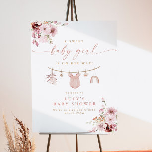 Floral Sweet Baby Girl Clothesline Baby Shower Foam Board