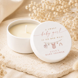 Floral Sweet Baby Girl Clothesline Baby Shower Mini Candle Favors