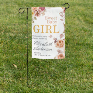 Floral Sweet Baby Girl Wildflower Baby Shower Garden Flag