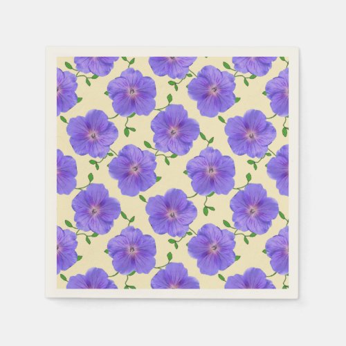 Floral Sweet Blue Garden Flowers on any Color Paper Napkins