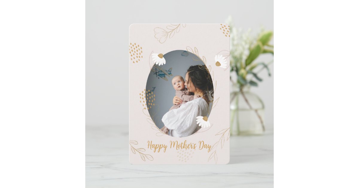 Floral Sweet Elegant Photo Mother's Day Card | Zazzle