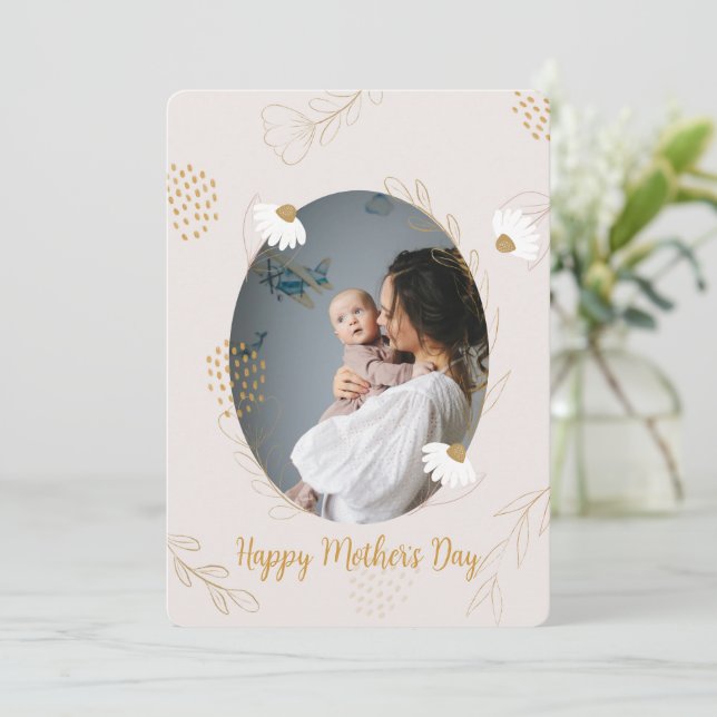 Floral Sweet Elegant Photo Mother's Day Card (Standing Front)