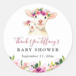 Lamb Baby Sprinkle Floral Lamb Tags Girl Little Lamb favor tags Girl baby shower tags PRINTABLE FILE PINK Little Lamb Thank you tags