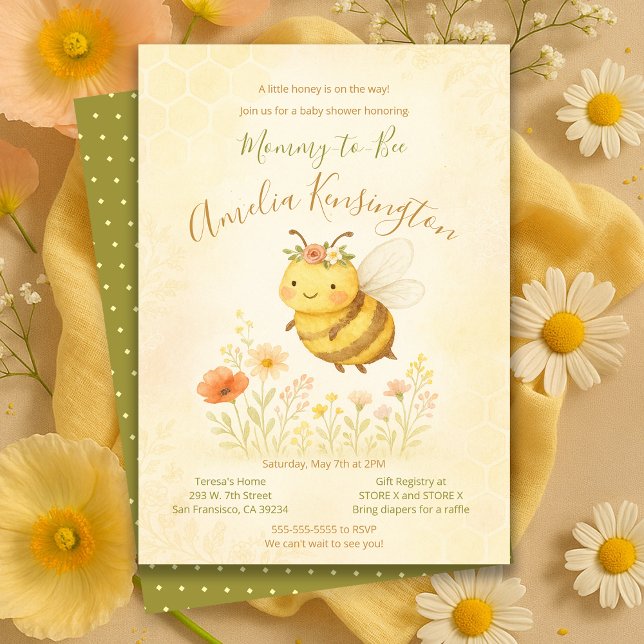 Floral Sweet Mommy to Bee Baby Shower Party Invitation (Floral Sweet Mommy to Bee Baby Shower Party Invitation
)