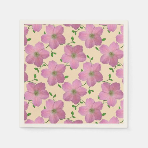 Floral Sweet Pink Garden Flowers on any Color Paper Napkins