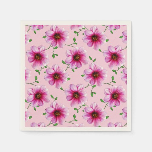 Floral Sweet Pink Garden Flowers on any Color Paper Napkins