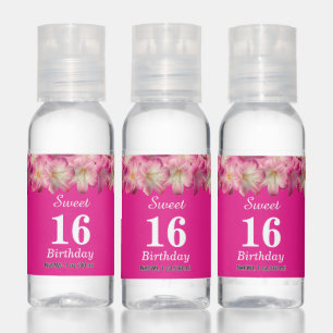 Floral Sweet Sixteen Birthday Birthday Favor Hand Sanitizer