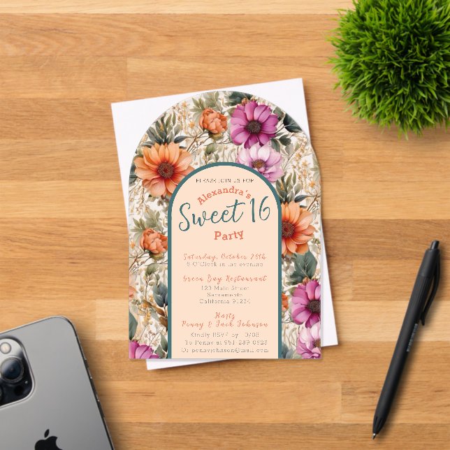 Floral sweet sixteen invitation transparent (Insitu (Invitation Card))