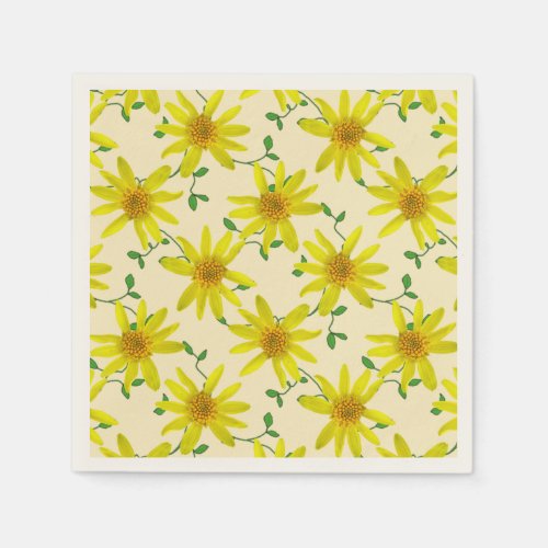 Floral Sweet Yellow Wildflowers on any Color Paper Napkins