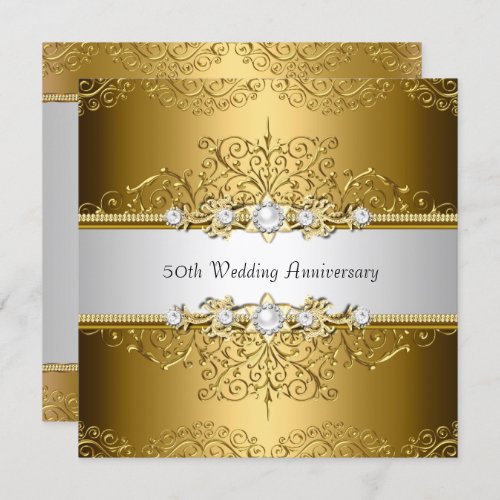 Floral Swirl 50th Wedding Anniversary Invite