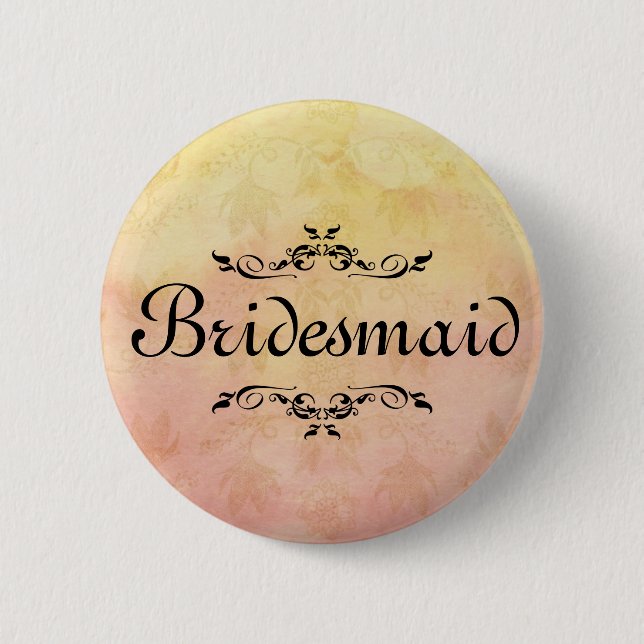 Floral Swirl Border Bridesmaid Button (Front)