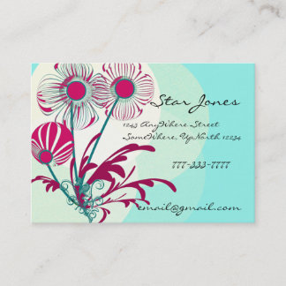 Floral Swirl Business Card -Rasberry Blue Sherbert