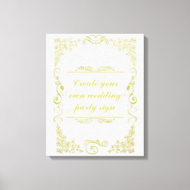 Floral Swirl Decorative Border Wedding Party Canvas Print (Front)